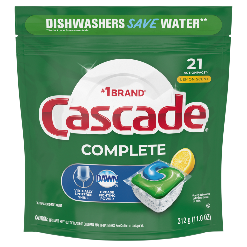 Cascade Complete Dishwasher Pods Dishwasher Detergent Dish Detergent Tabs Tablets Lemon - 21ct/5pk