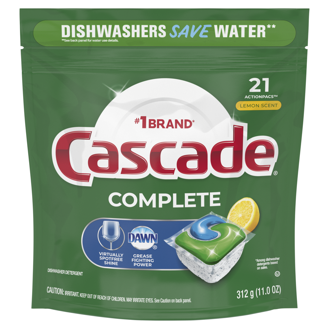 Cascade Complete Dishwasher Pods Dishwasher Detergent Dish Detergent Tabs Tablets Lemon - 21ct/5pk