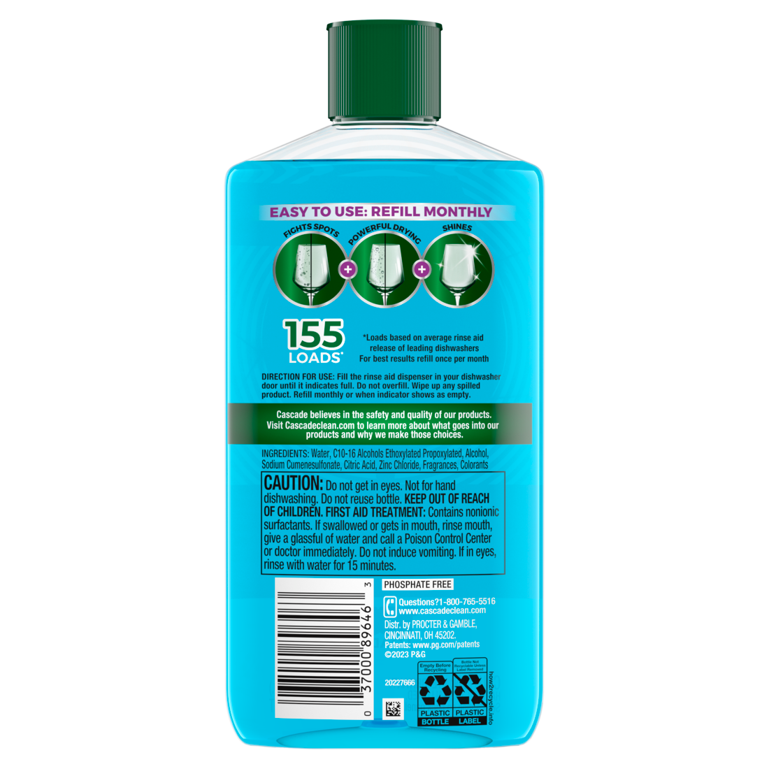 Cascade Power Dry Dishwasher Rinse Aid - 16oz/6pk