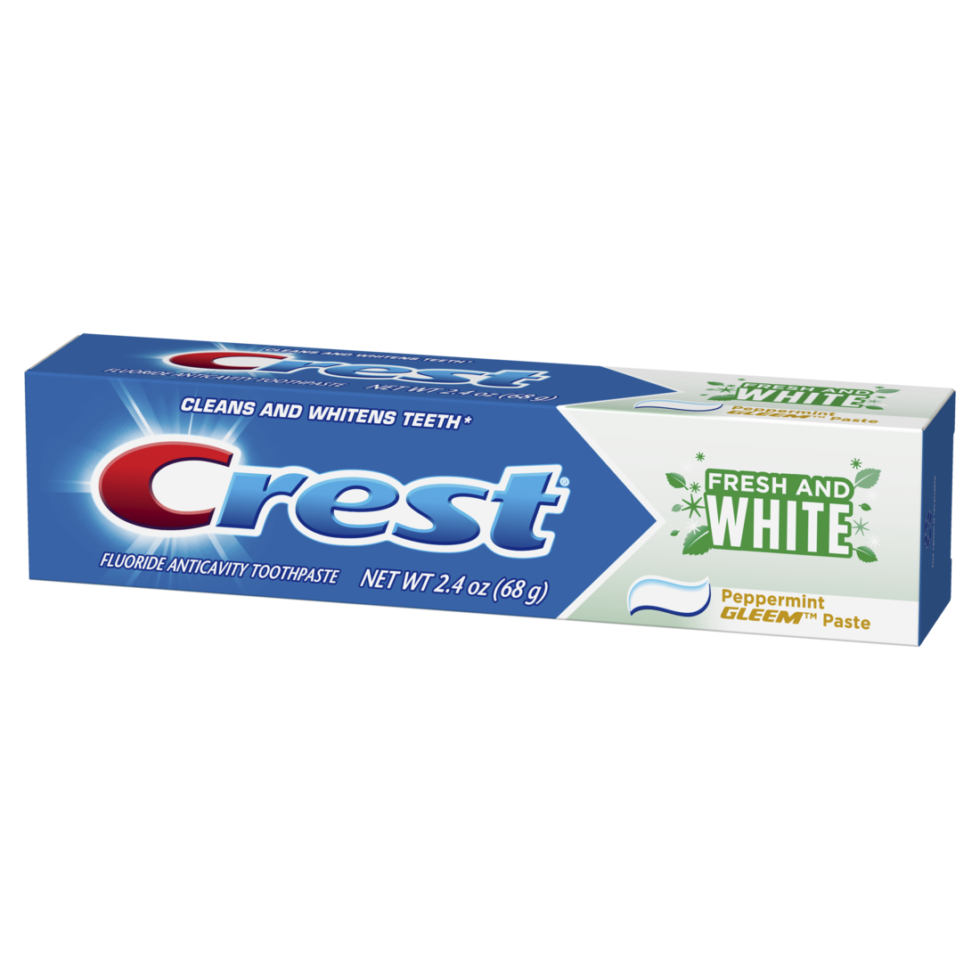 Crest Fresh & White Toothpaste Peppermint Gleem Paste - 2.4oz/24pk