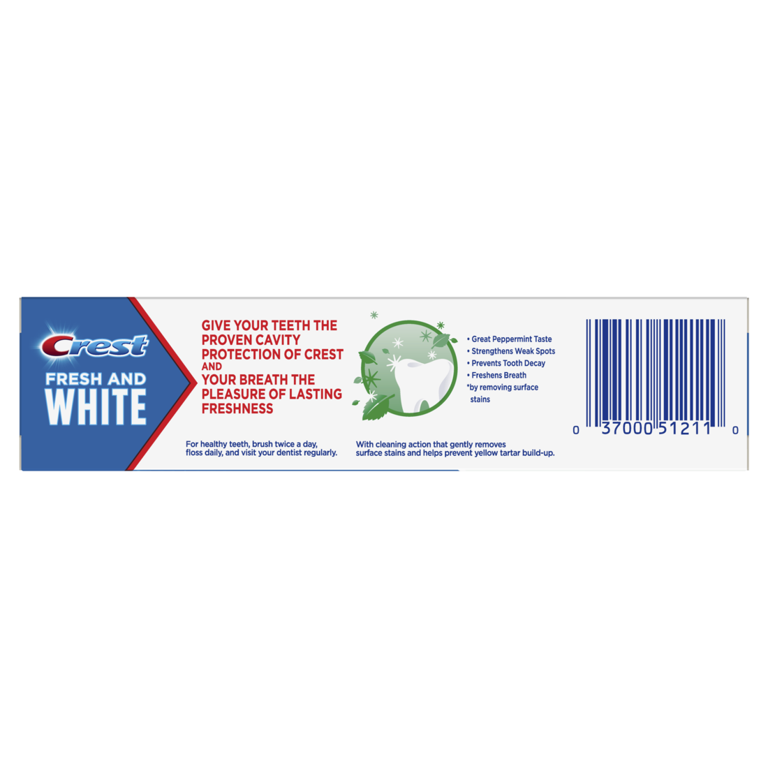 Crest Fresh & White Toothpaste Peppermint Gleem Paste - 2.4oz/24pk