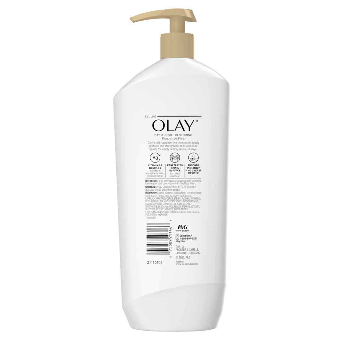 Olay Day & Night Restoring Hydrating Body Lotion Fragrance-Free - 18oz/12pk