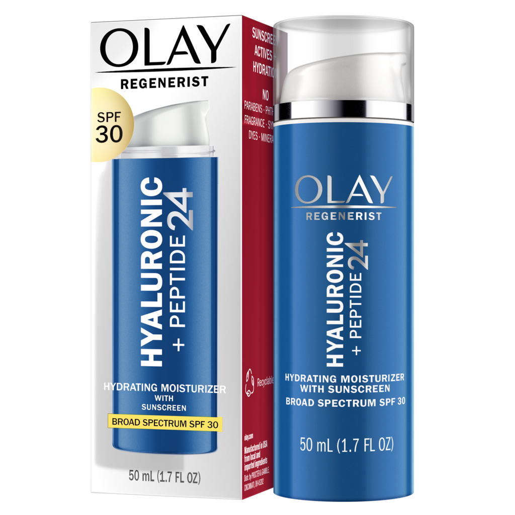Olay Regenerist Hyaluronic + Peptide 24 Face Moisturizer Fragrance-Free SPF 30 - 1.7oz/12pk
