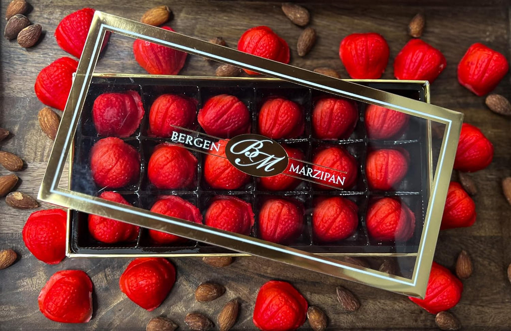 Bergen Marzipan Strawberries 18 pc - 8oz/24pk