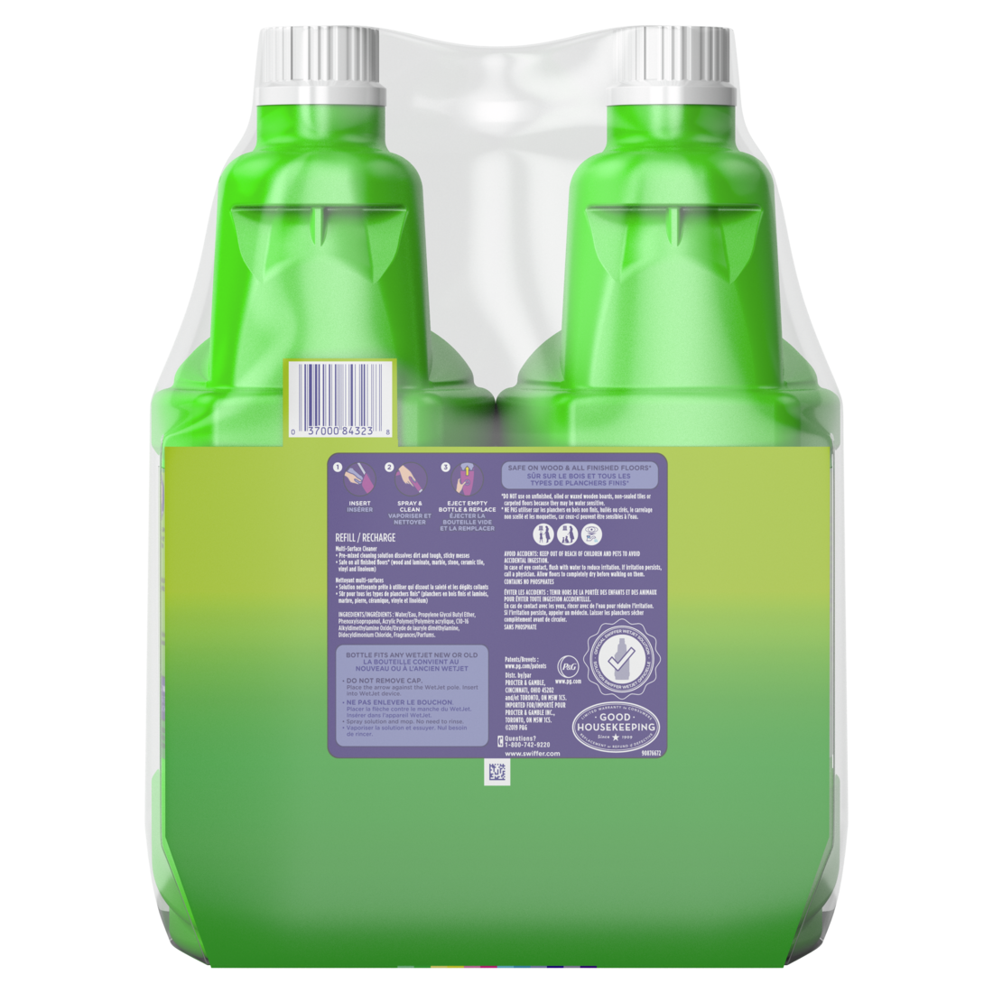 Swiffer WetJet Mop Refill Solution Wood Laminate Tile Floor Cleaner Gain 2-Pack - (2x42.2)oz/3pk