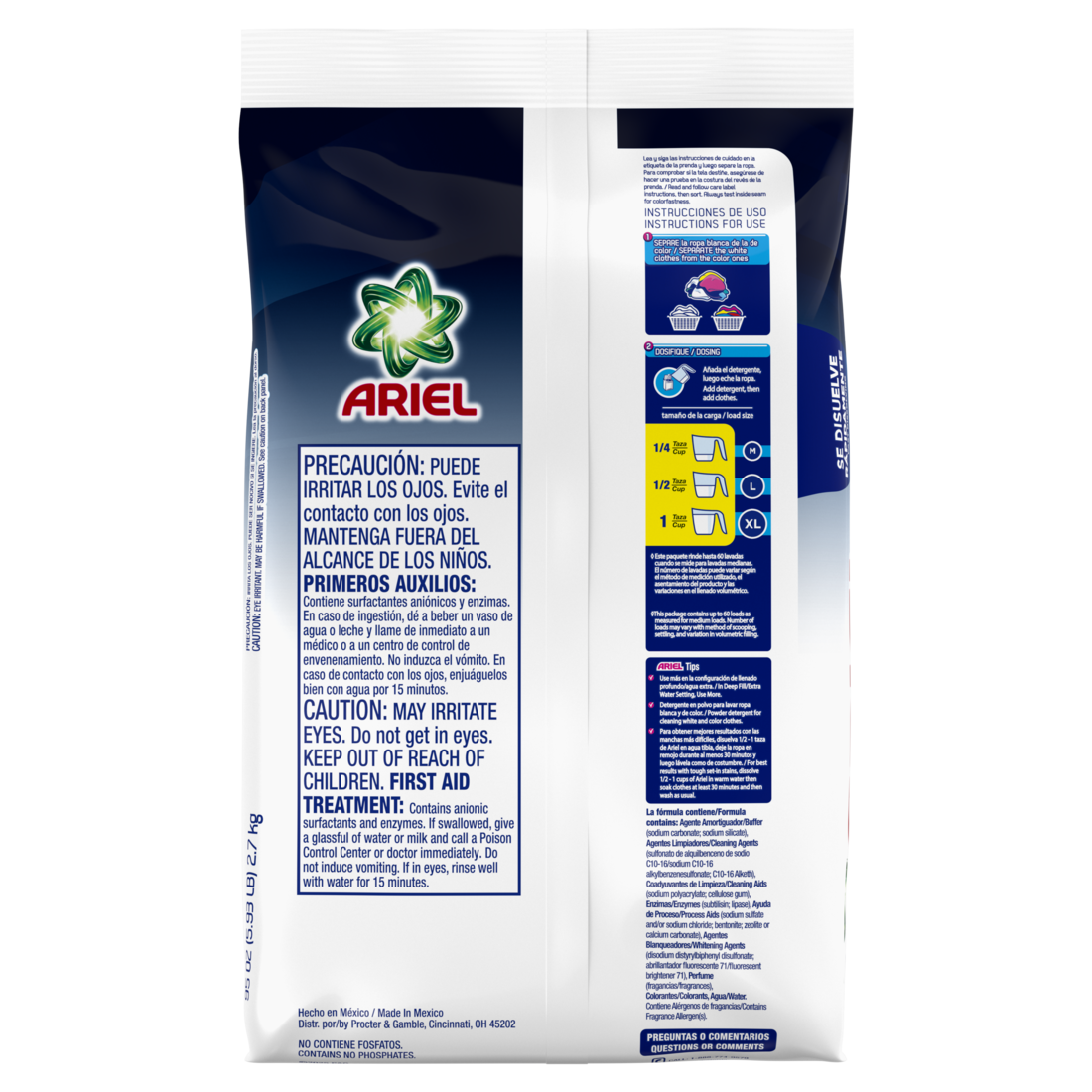 Ariel Ultra Oxi Powder Laundry Detergent Original Scent 2.7kg 60 Loads - 95oz/6pk