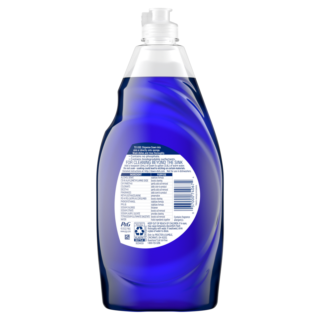 Dawn Platinum Liquid Dish Soap Dishwashing Liquid Grease Removal Fresh Rain - 24oz/10pk
