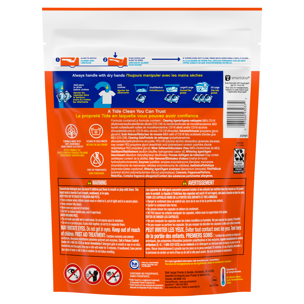Tide Pods Laundry Detergent Original Scent 3-in-1 Stain Remover Odor Fighter Color Protector Concentrated Laundry Soap Pacs - 31ct/4pk