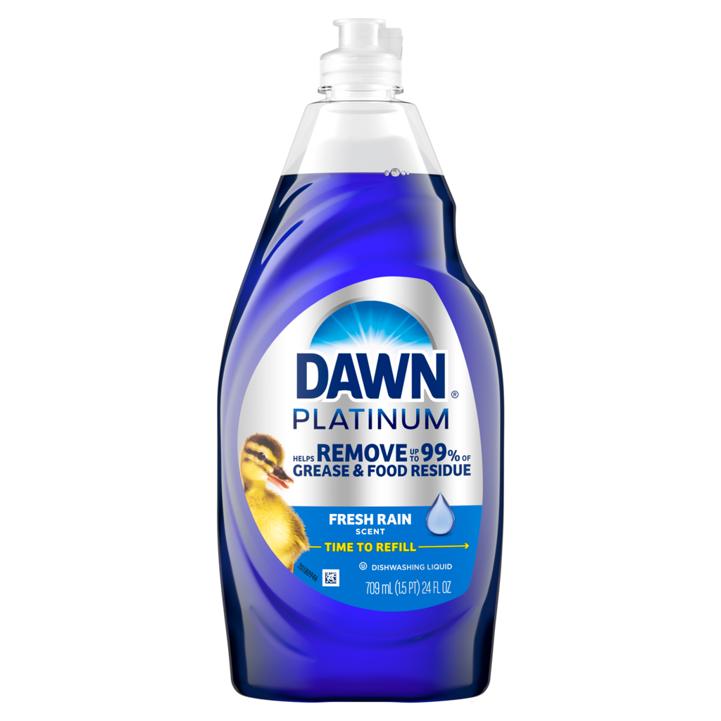 Dawn Platinum Liquid Dish Soap Dishwashing Liquid Grease Removal Fresh Rain - 24oz/10pk