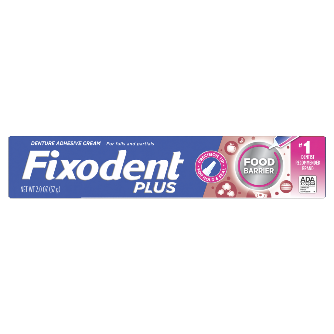 Fixodent Food Barrier Denture Adhesive Cream For Full And Partial Dentures - 2.0oz/24pk