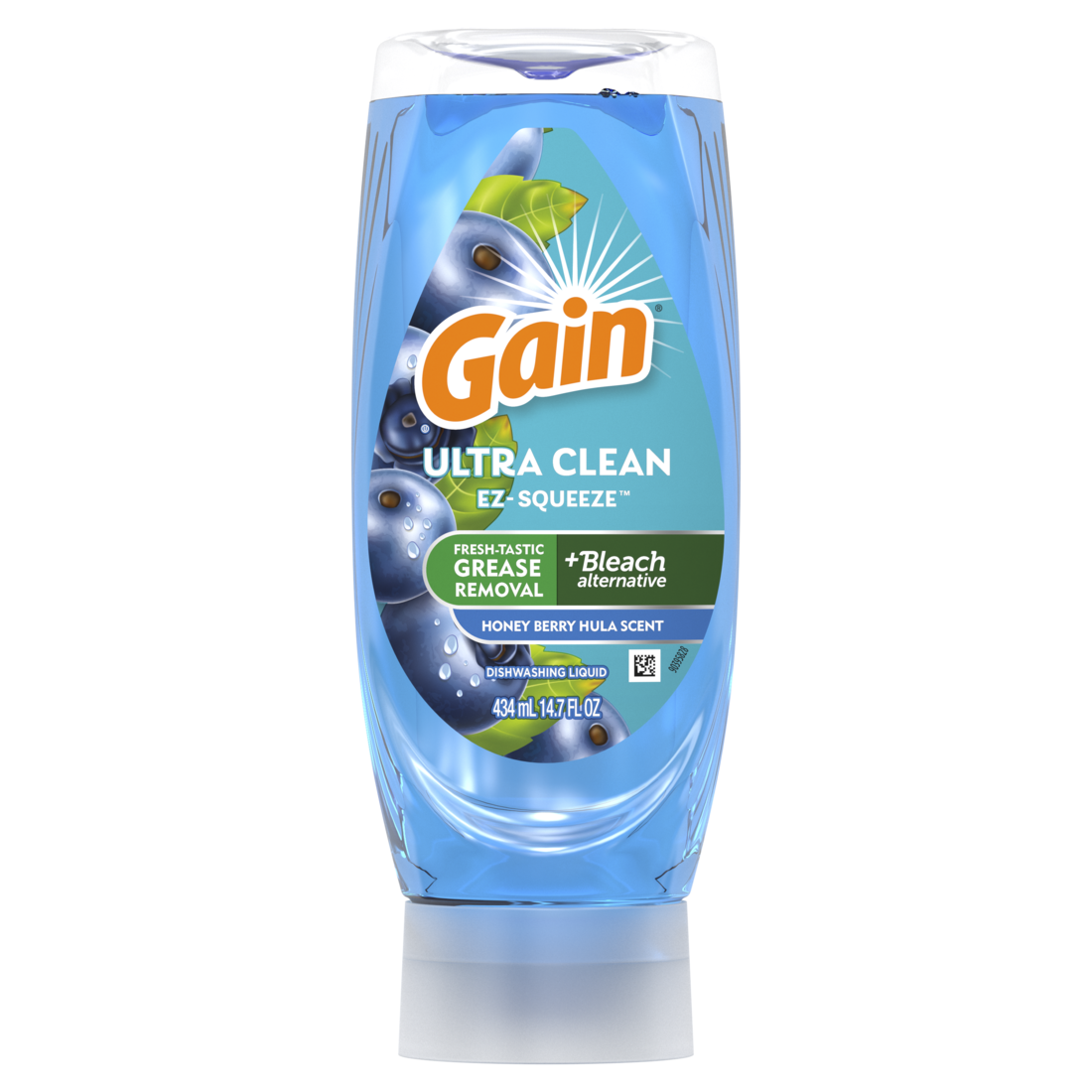 Gain Ultra + Bleach Alternative Ez-Squeeze Dish Soap Dishwashing Liquid Honey Berry Hula - 14.7oz/8pk