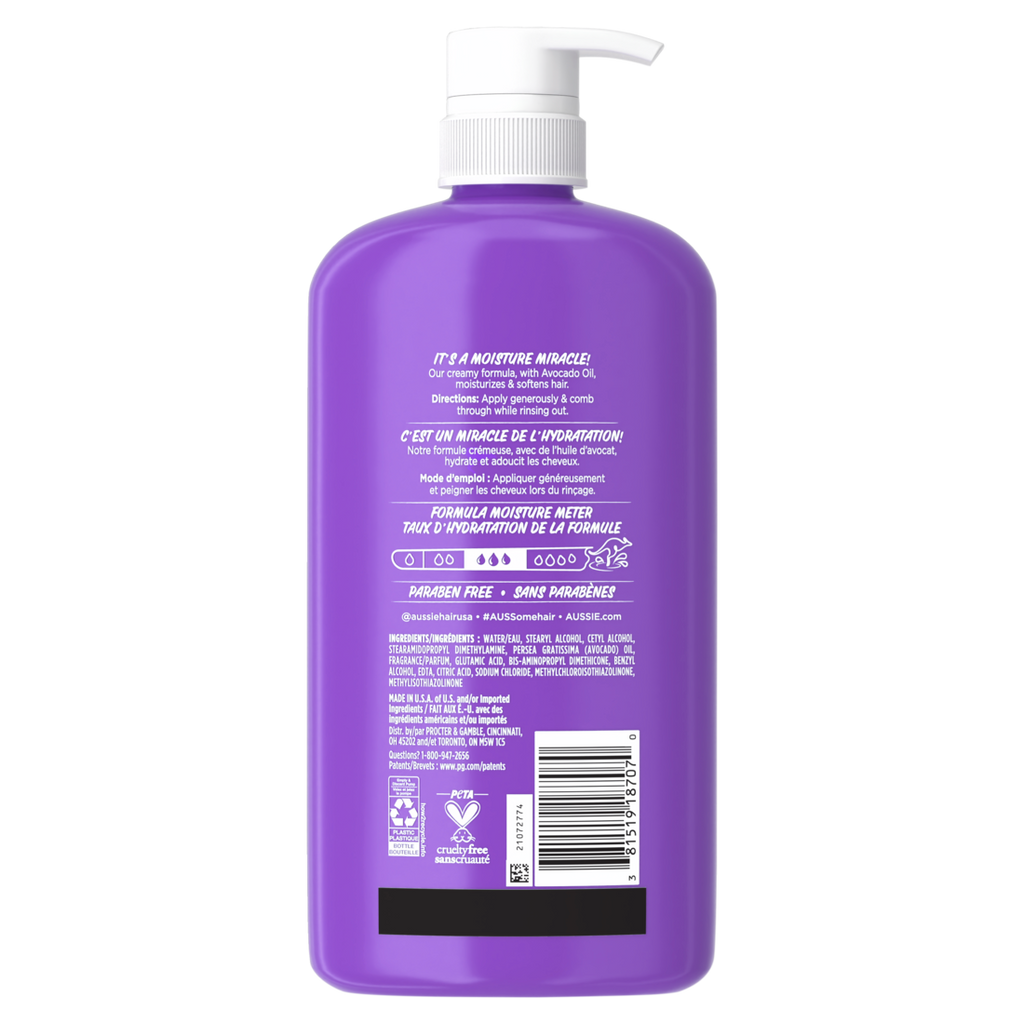 Aussie Miracle Moist Hair Conditioner For All Hair Types Moisturizing Paraben-Free - 30.4oz/4pk