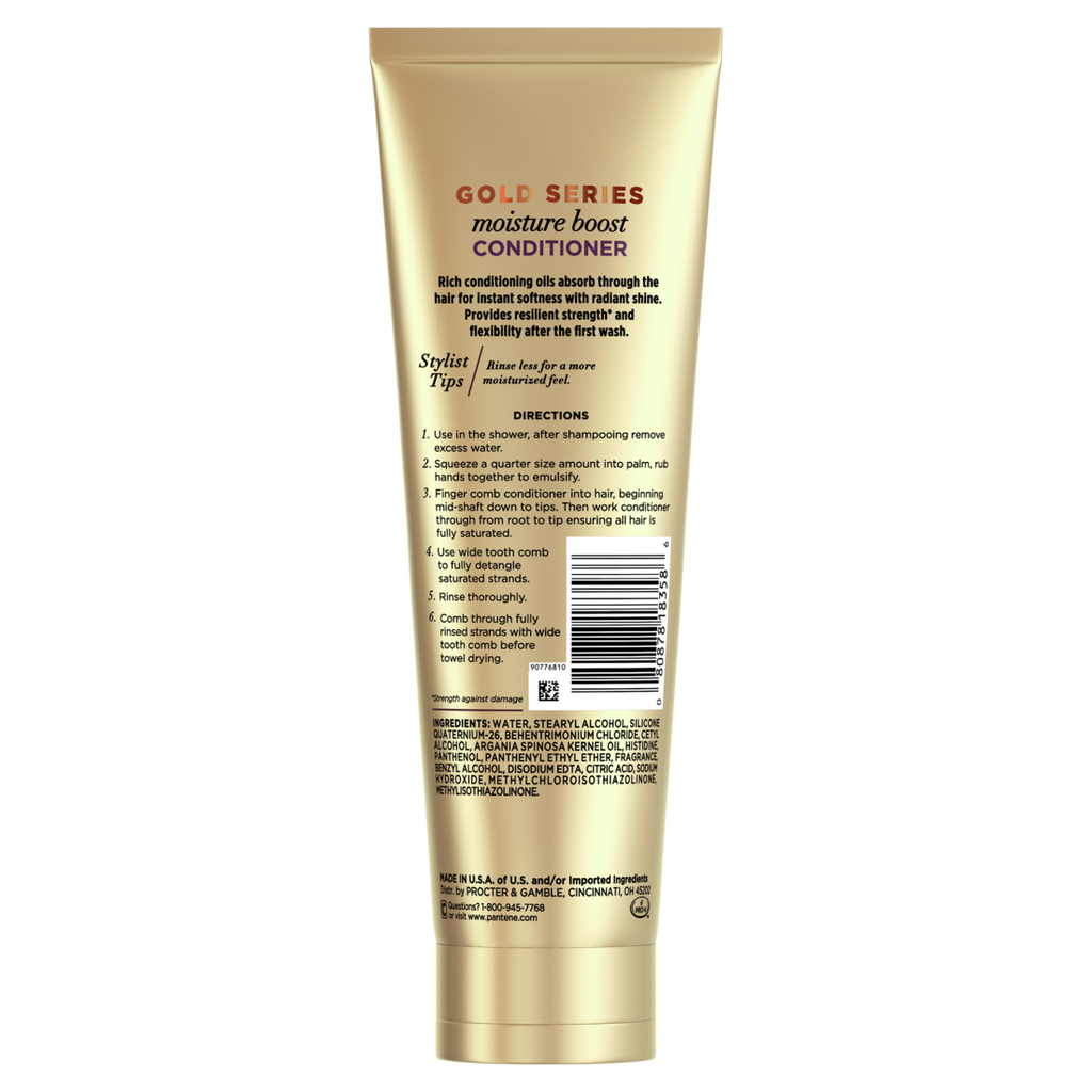 Gold Series From Pantene Sulfate-Free Moisture Boost Conditioner Infused With Argan Oil For Curly Coily Hair - 8.4oz/12pk
