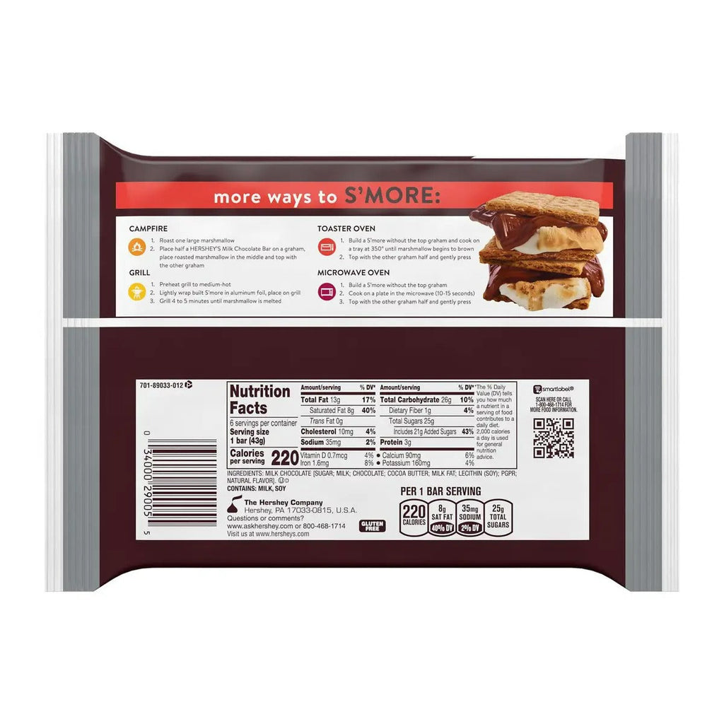 Hershey Milk Chocolate Bars - (6x1.55)oz/24pk