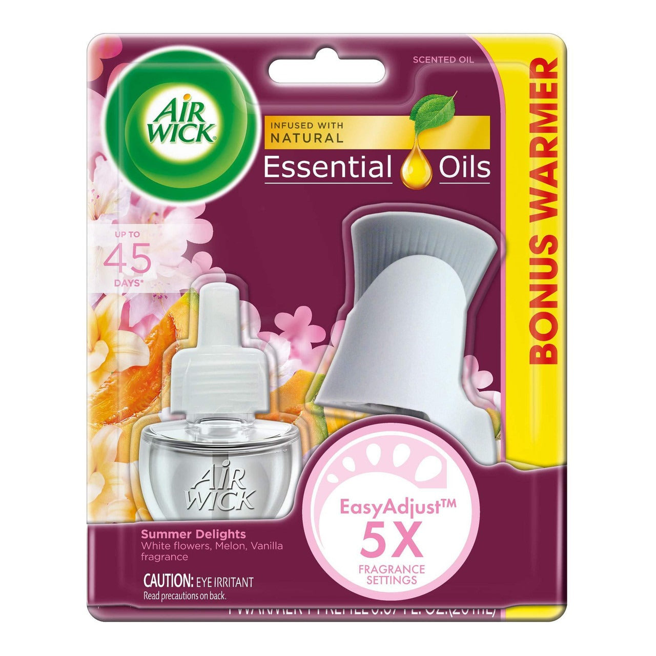 Air Wick Scented Oil - Starter Kit Essential Oils Summer Delights (White Flowers/Melon/Vanilla) - 1ct/6pk