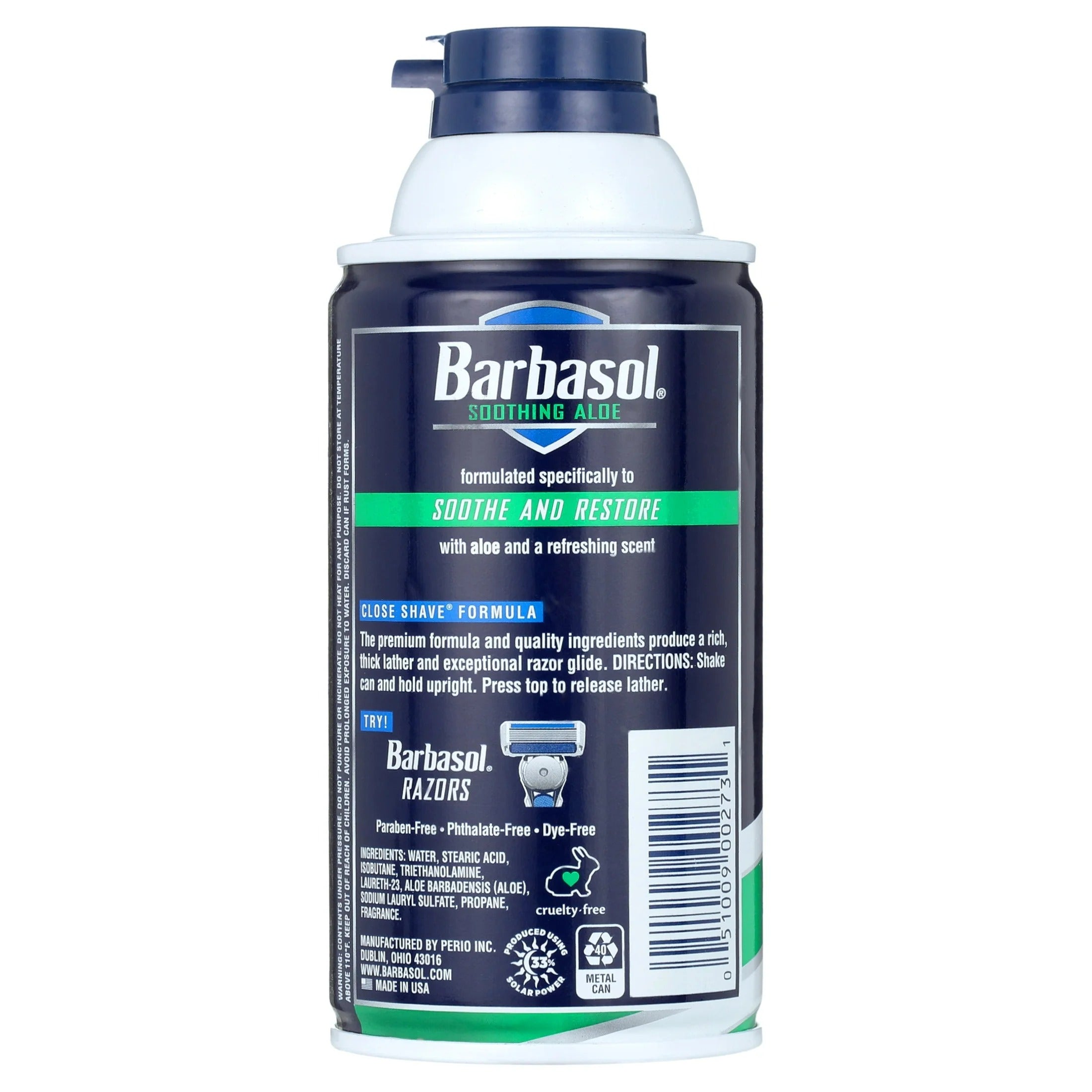Barbasol Shaving Cream with Rust Resistant Bottom Soothing Aloe 283g - 10oz/6pk