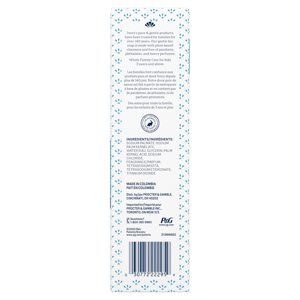 Ivory Gentle Bar Soap Designed For Whole Family 99.44% Pure Formula Plant-Based Cleansers Made Without Heavy Perfumes Parabens Or Phthalates Original Scent - (10x3.17)oz/10pk