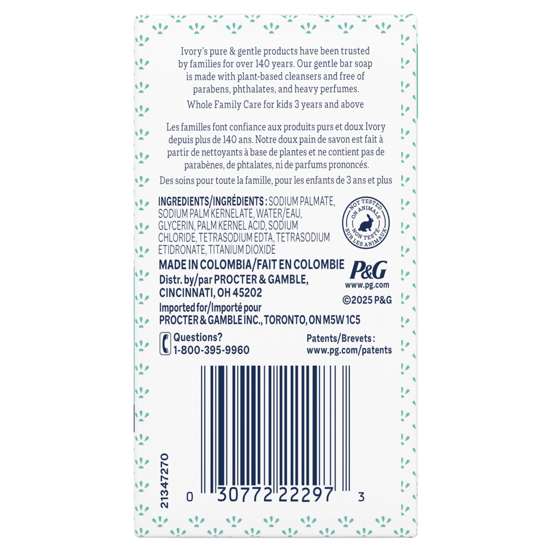 Ivory Sensitive Bar Soap Fragrance Free Designed For Whole Family 99.44% Pure Formula Plant-Based Cleansers Made Without Heavy Perfumes Parabens Or Phthalates - (3x3.17)oz/24pk