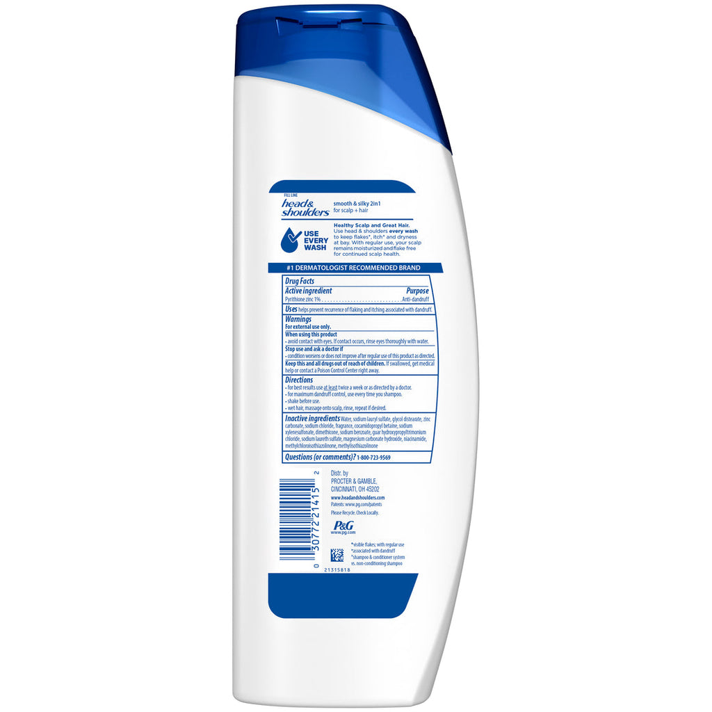 Head & Shoulders Smooth & Silky 2-in-1 Dandruff Shampoo And Conditioner Frizz Control Fresh Floral Scent Color Safe - 12.5oz/6pk