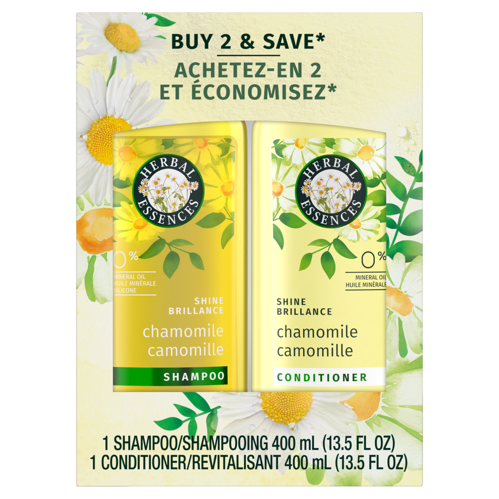 Herbal Essences Shine Collection Chamomile Shampoo And Conditioner Set Shines And Smooths Hair Mineral Oil Free - (2x13.5)oz/4pk