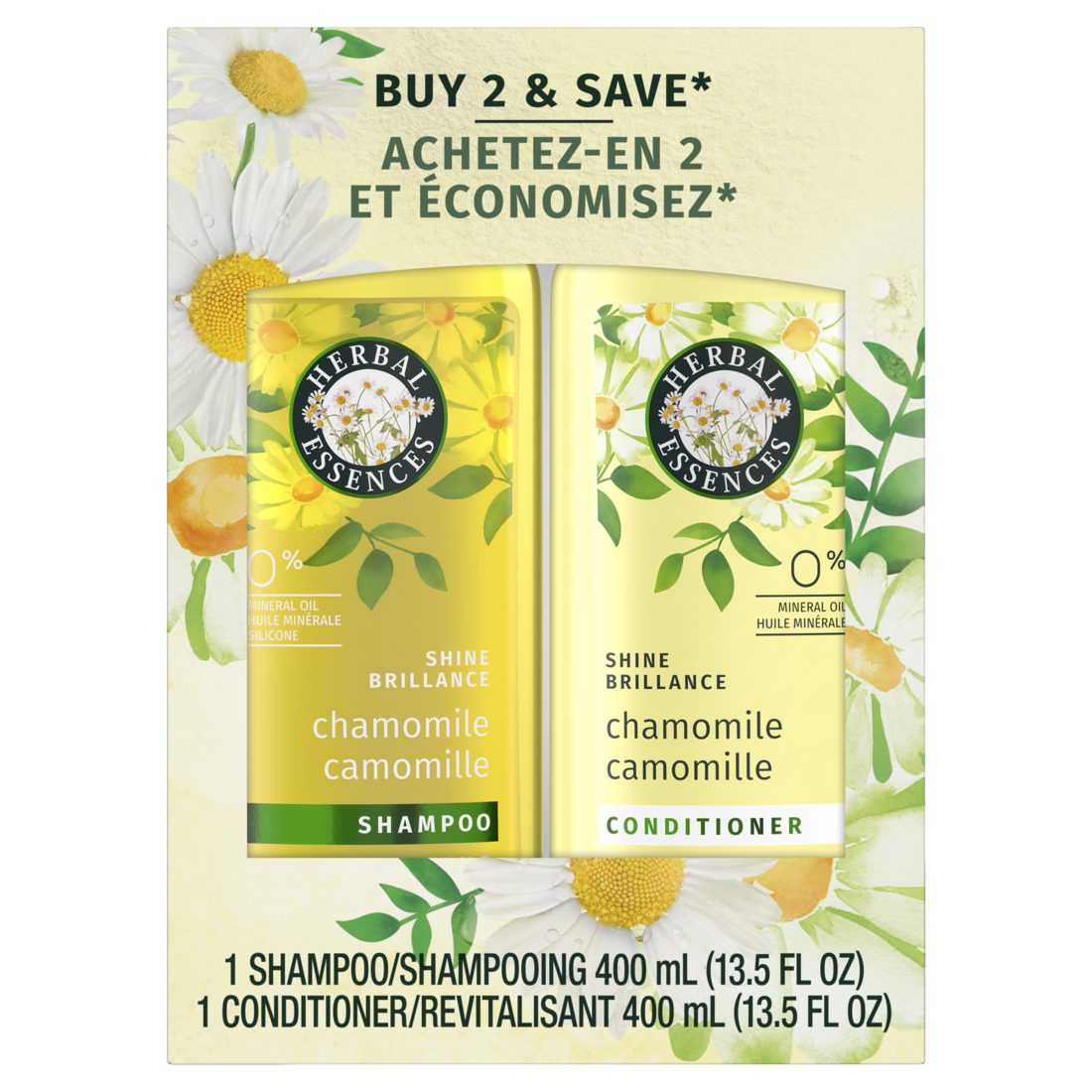 Herbal Essences Shine Collection Chamomile Shampoo And Conditioner Set Shines And Smooths Hair Mineral Oil Free - (2x13.5)oz/4pk