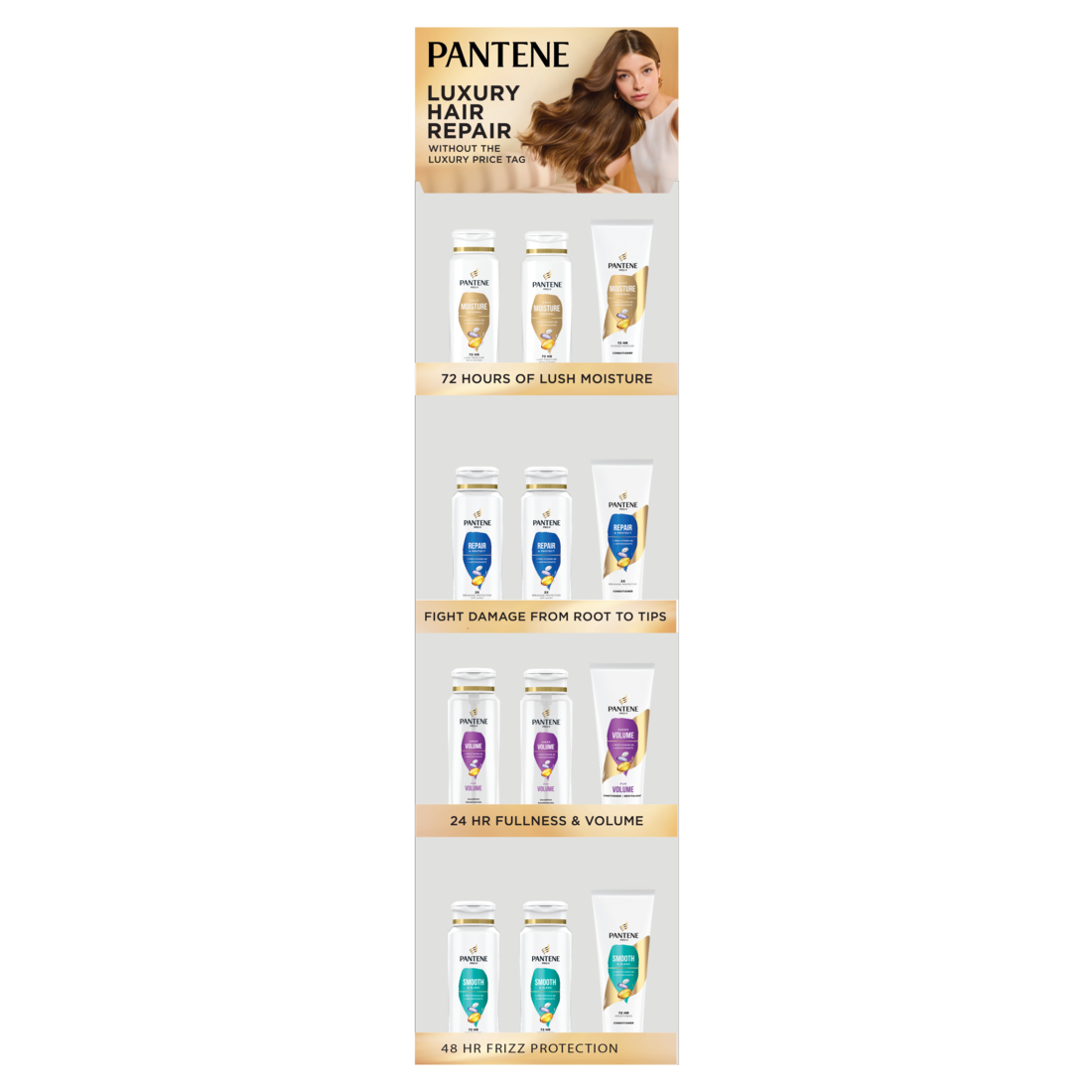 Pantene Shampoo & Conditioner Wingstand Display - (10.4-12)oz/24pk
