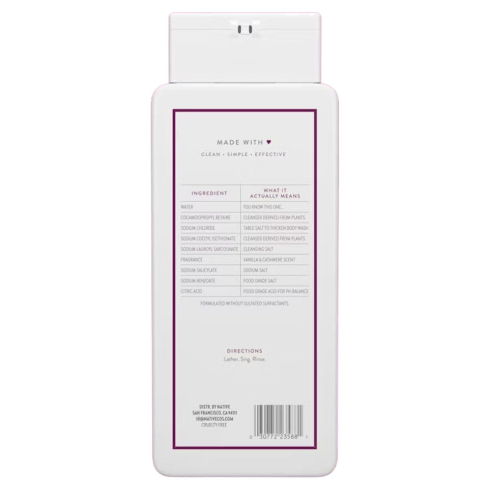 Native Vanilla & Cashmere Body Wash - 18oz/6pk