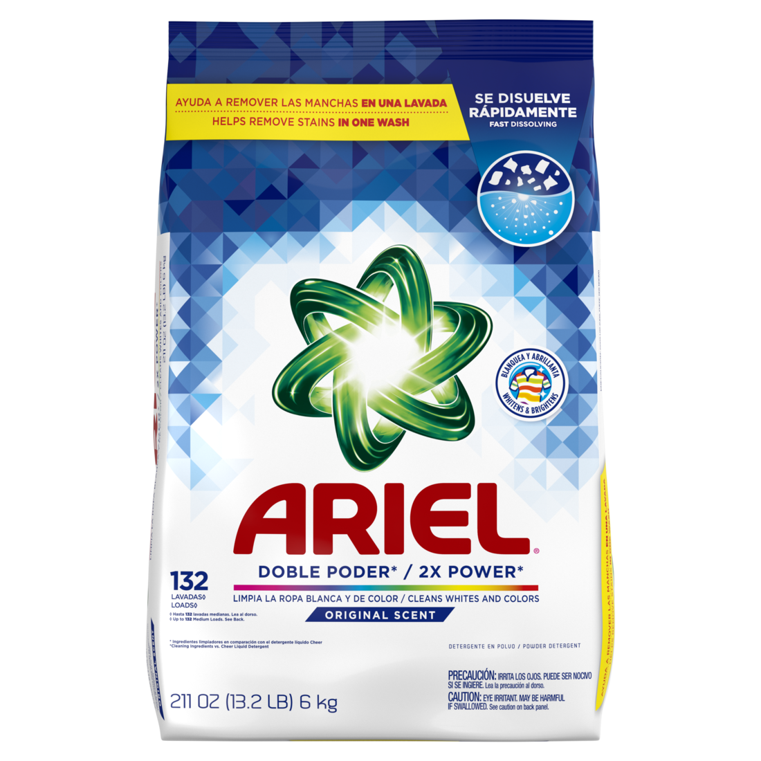 Ariel Powder Laundry Detergent Original Scent 6.0 kg 132 Loads - 211oz/2pk