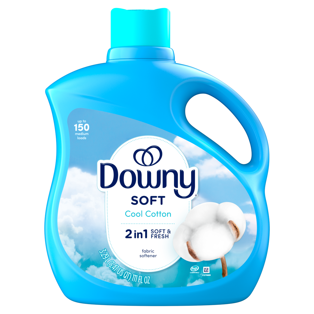 Downy Soft 2-in-1 Soft And Fresh Liquid Fabric Softener Cool Cotton 150 Loads Fabric Conditioner Liquid Provides Softness And Freshness For Fabrics - 111oz/4pk