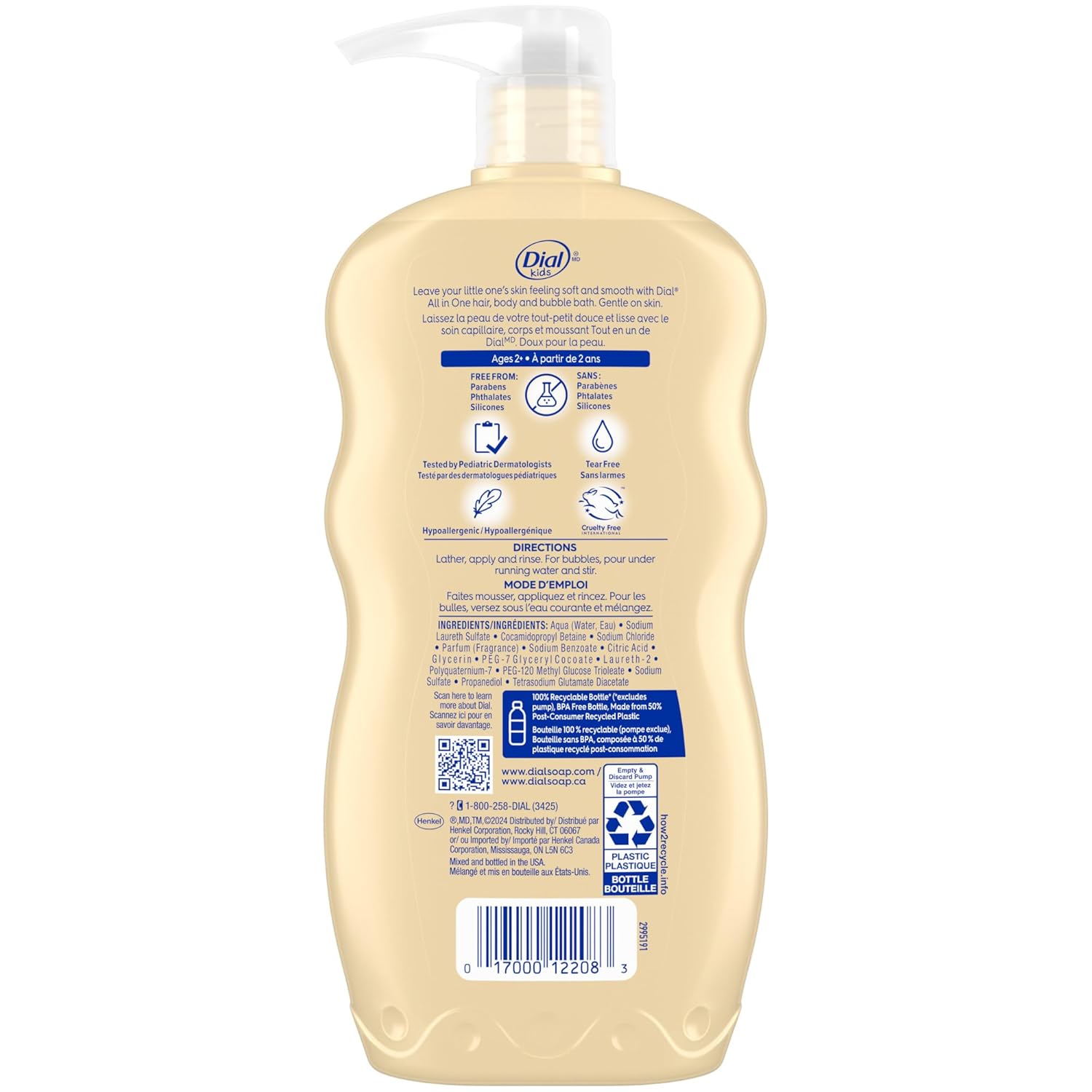 Dial Kids Body Wash Peach - 24oz/4pk