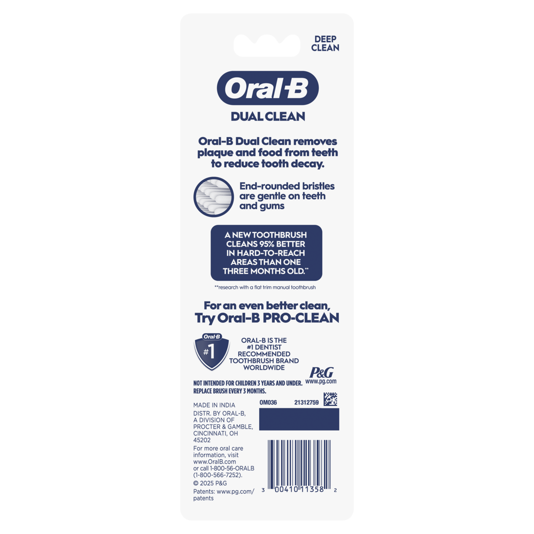 Oral-B Toothbrush Dual Clean Medium - 3ct/36pk