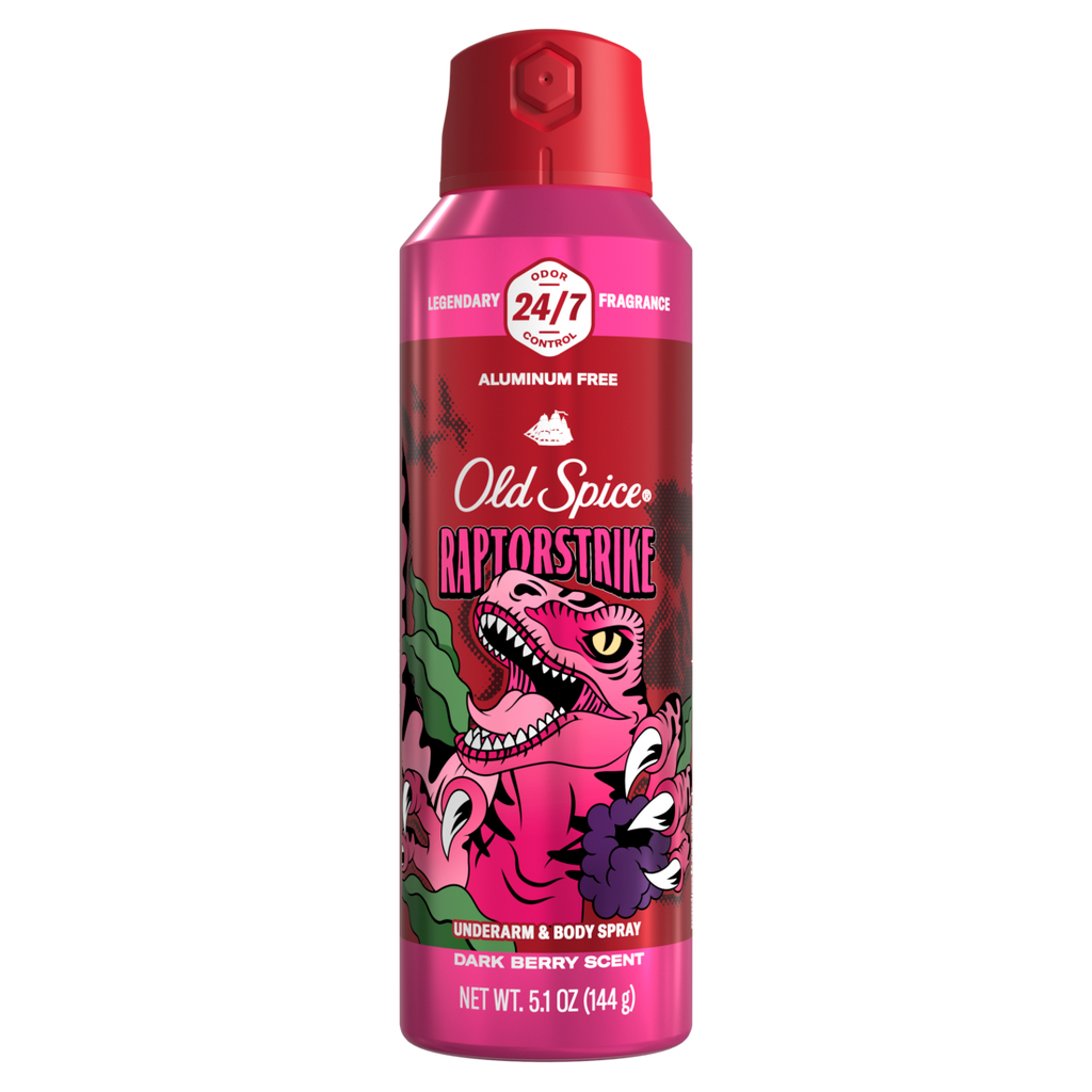 Old Spice Aluminum Free Deodorant For Men 24/7 Freshness Body Spray Long Lasting Odor Protection Cologne Quality Fragrance Raptorstrike Dark Berry Scent - 5.1oz/12pk