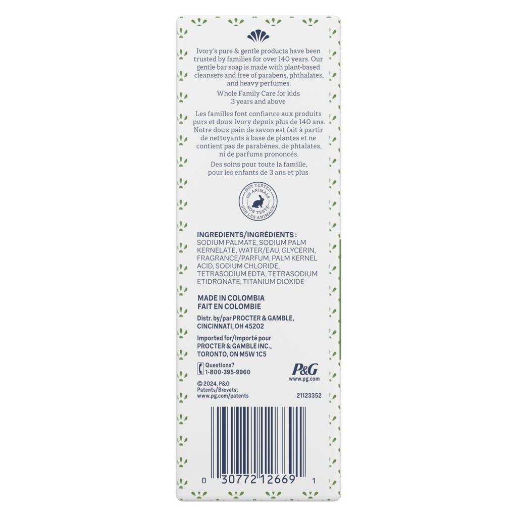 Ivory Gentle Bar Soap Soothing Notes Of Aloe - (12x3.17)oz/4pk