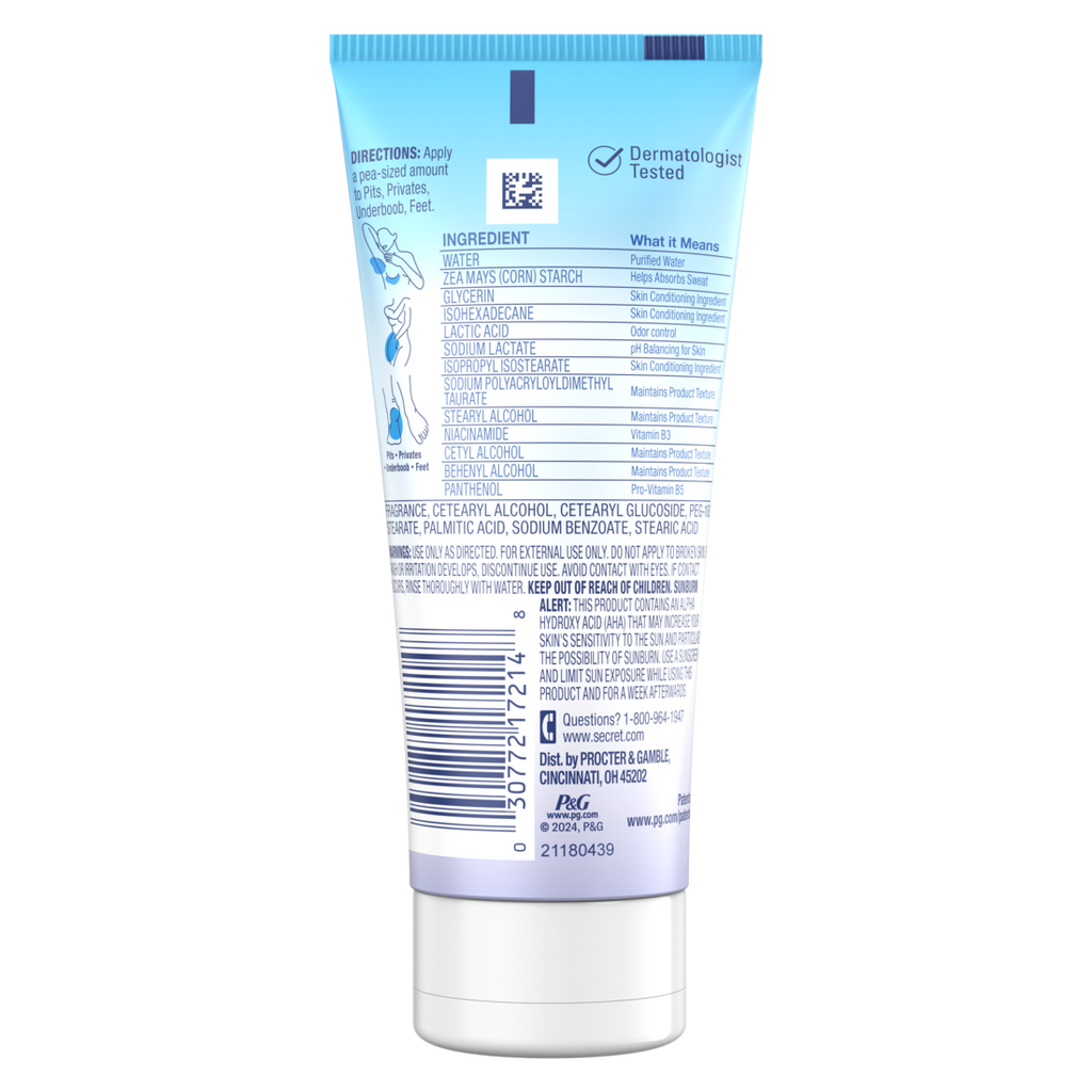 Secret Whole Body Aluminum-Free Dry Feel Cream +Absorbs Sweat Deodorant for Women Completely Clean Scent - 3oz/12pk