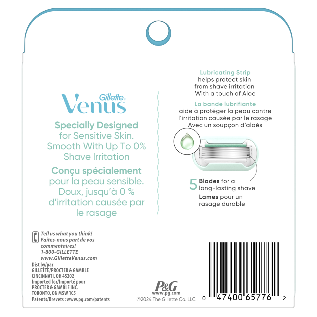 Gillette Venus Extra Smooth Sensitive Women's Razor Blades For Sensitive Skin 5-Bladed Razor Refills - 6ct/36pk