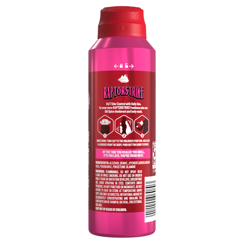 Old Spice Aluminum Free Deodorant For Men 24/7 Freshness Body Spray Long Lasting Odor Protection Cologne Quality Fragrance Raptorstrike Dark Berry Scent - 5.1oz/12pk