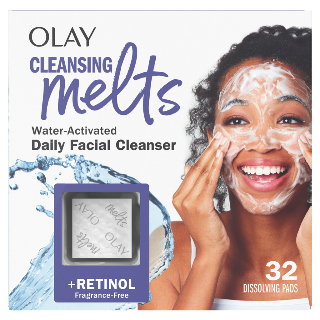 Olay Cleansing Melts + Hyaluronic Face Cleanser Water-Activated Face Wash Cleans Tones And Refreshes Skin - 32ct/12pk
