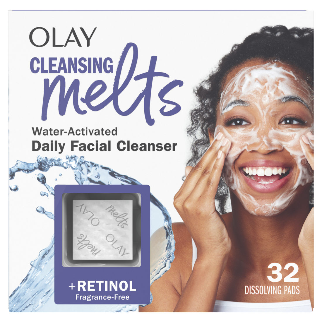 Olay Cleansing Melts + Hyaluronic Face Cleanser Water-Activated Face Wash Cleans Tones And Refreshes Skin - 32ct/12pk