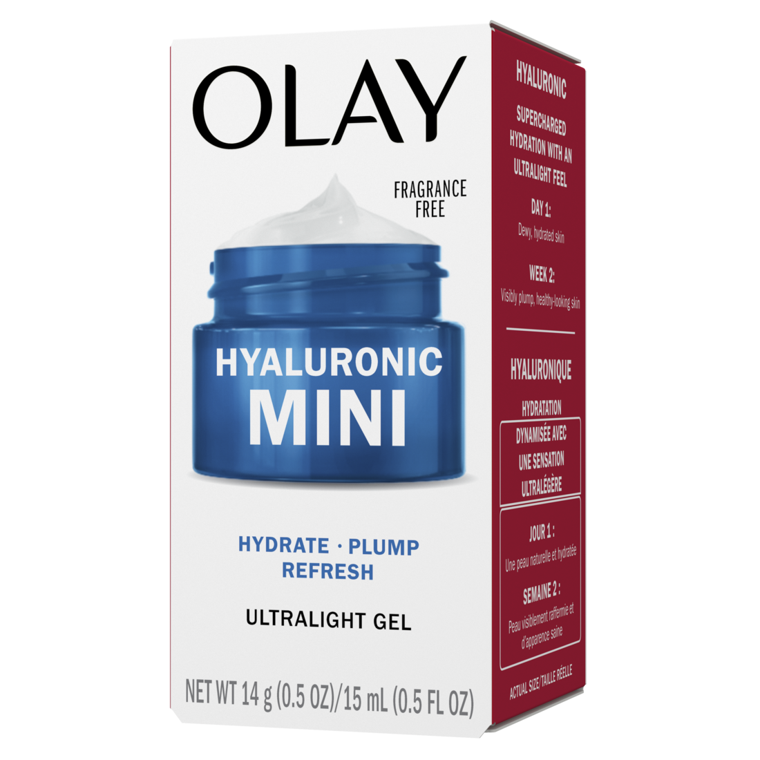 Olay Hyaluronic Mini Hydrate - Plump - Refresh Ultralight Gel Face Moisturizer Fragrance-Free Trial Size - 0.5oz/12pk