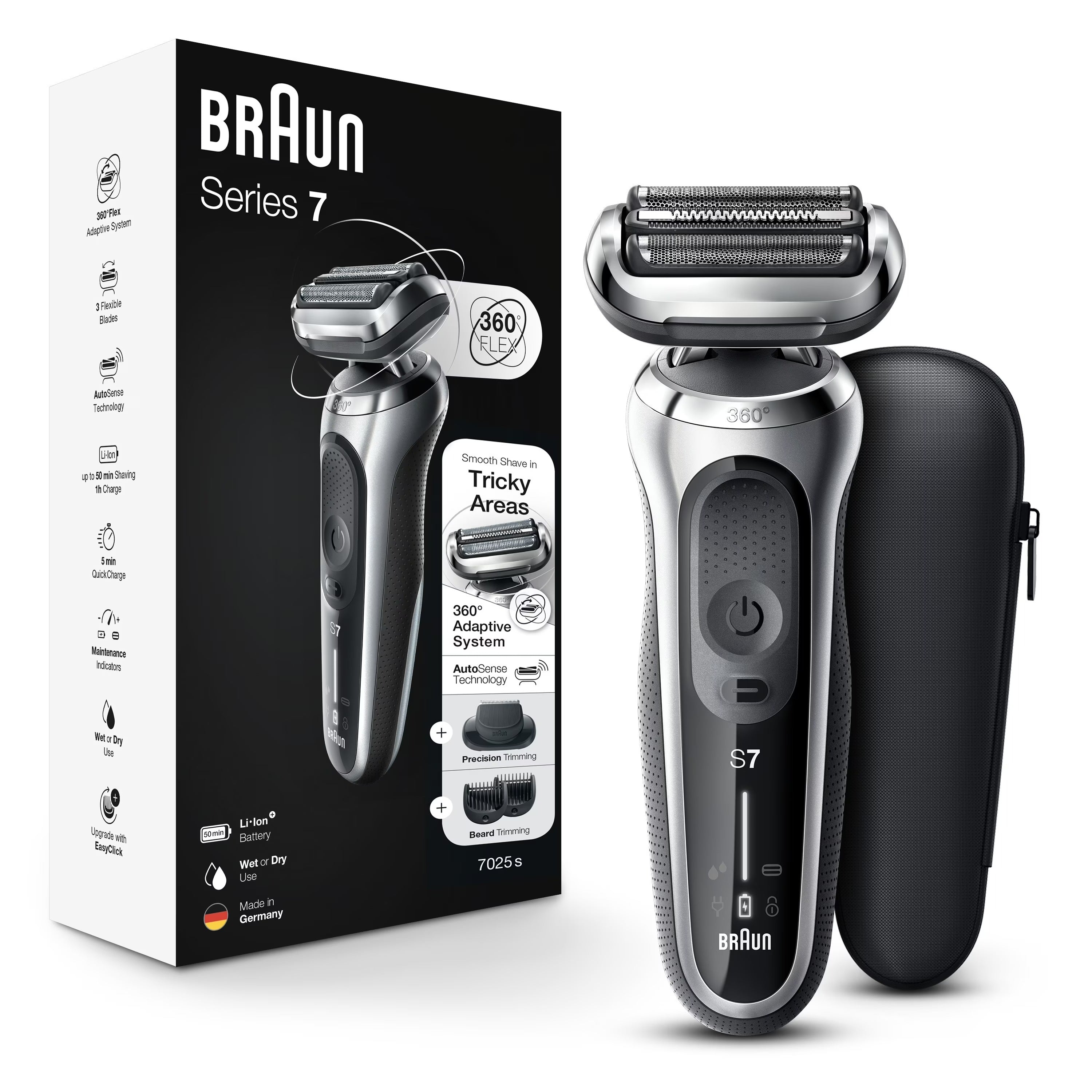 Braun Shaver 7025s Solo Silver US - 1box/2pk