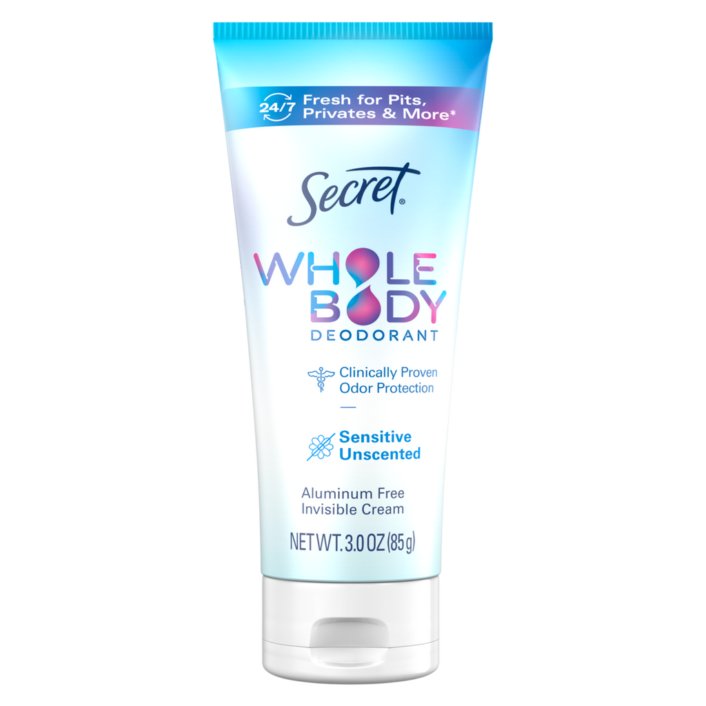 Secret Whole Body Aluminum Free Deodorant Invisible Cream Unscented - 3oz/12pk