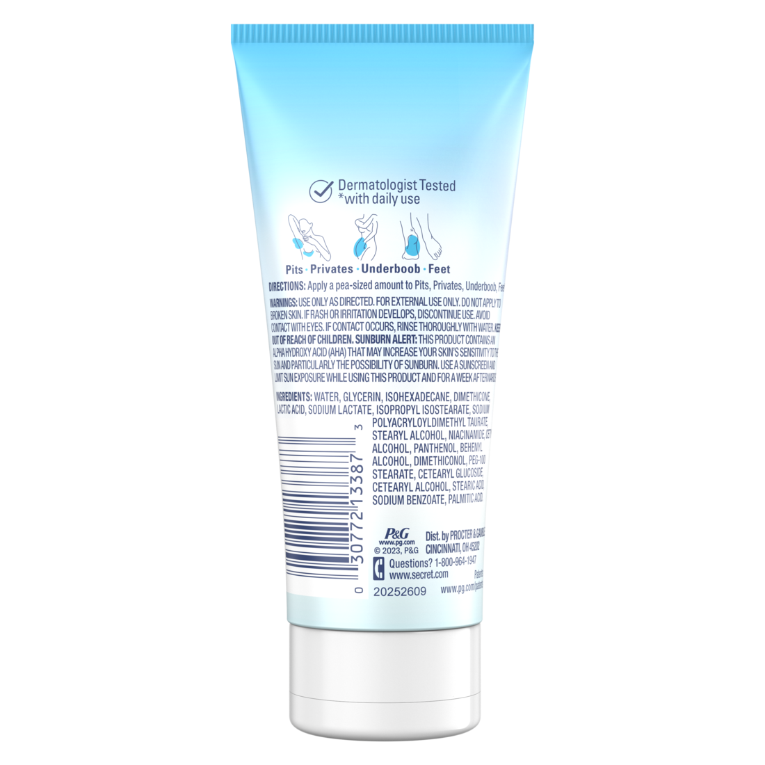 Secret Whole Body Aluminum Free Deodorant Invisible Cream Unscented - 3oz/12pk