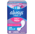 Always Daily Fresh Thin Liners Regular Absorbency Unscented Pantry Liners - 20ct/24pk