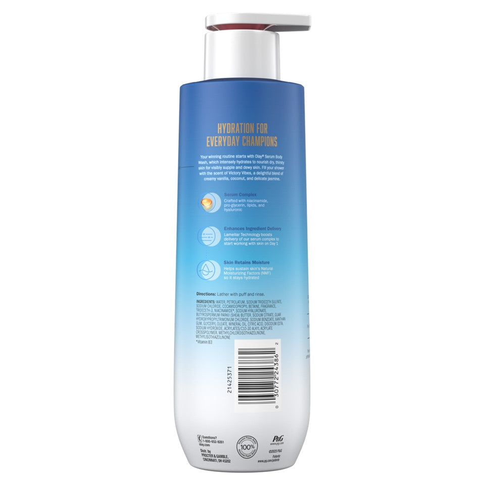 Olay Intensely Hydrating Body Wash With Hyaluronic Serum Complex Victory Vibes Vanilla Scent - 20oz/4pk