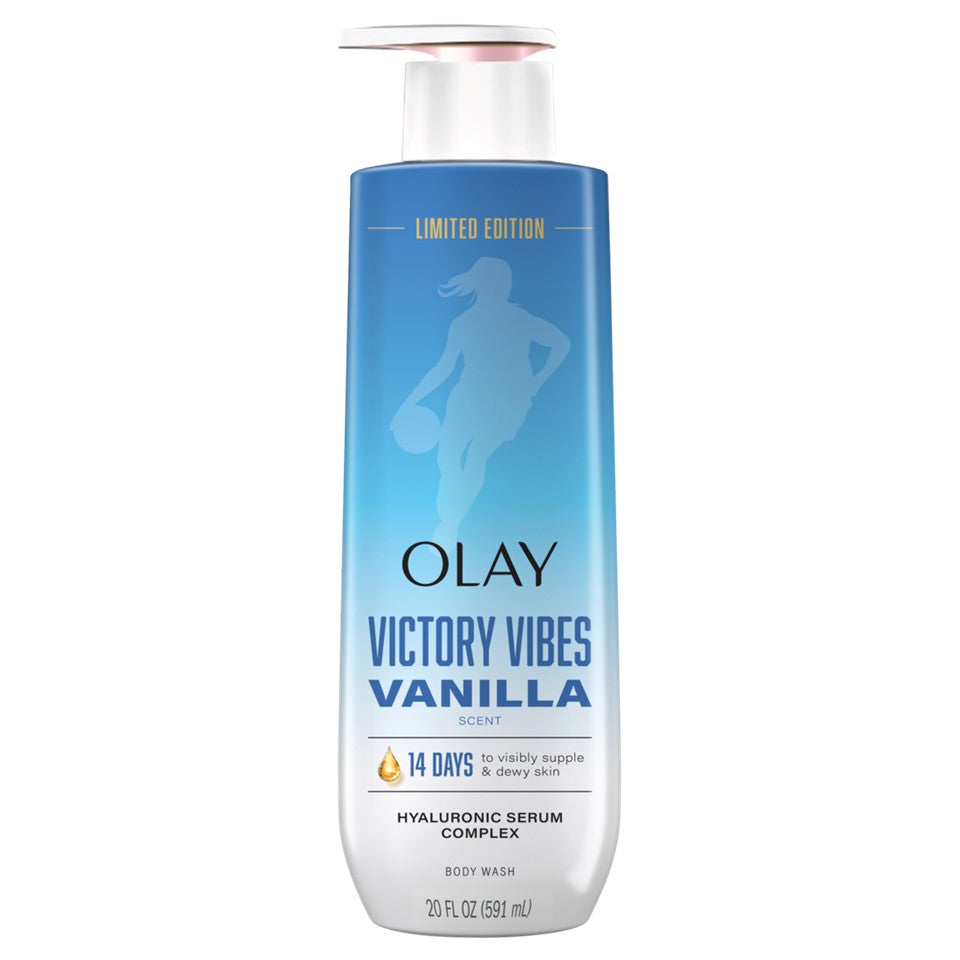 Olay Intensely Hydrating Body Wash With Hyaluronic Serum Complex Victory Vibes Vanilla Scent - 20oz/4pk
