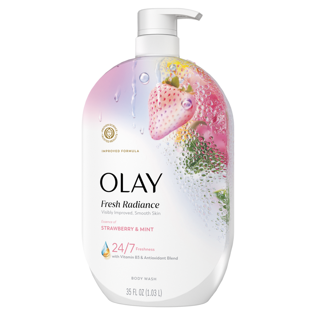 Olay Fresh Radiance Body Wash With Essence Of Strawberry And Mint Vitamin B3 And Antioxidant Blend - 35oz/4pk