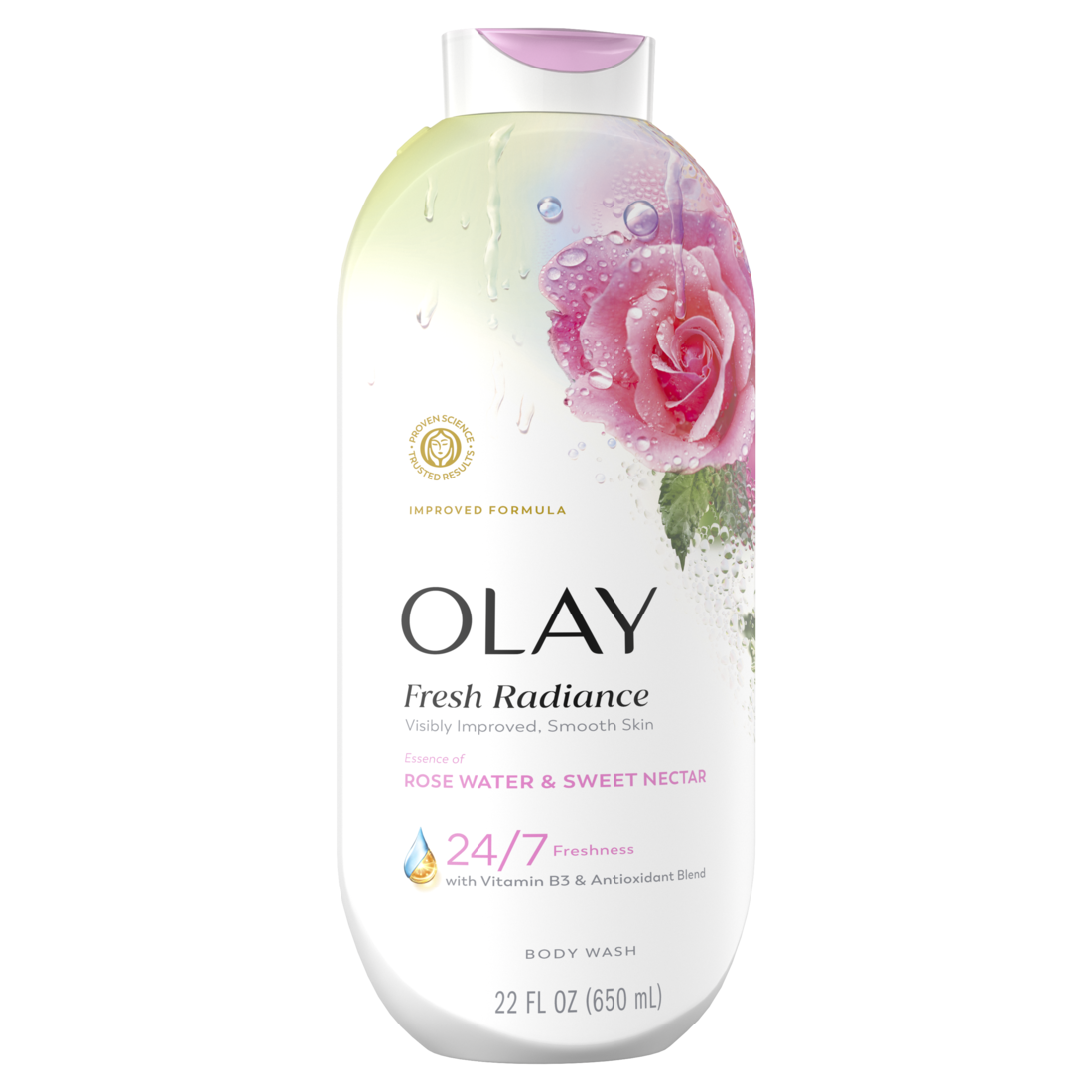 Olay Fresh Radiance Body Wash With Essence Of Rose Water And Sweet Nectar Vitamin B3 And Antioxidant Blend - 22oz/4pk