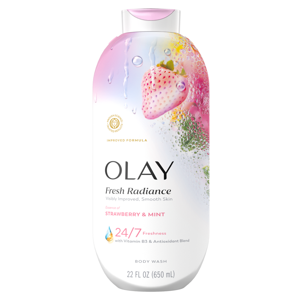 Olay Fresh Radiance Body Wash With Essence Of Strawberry And Mint Vitamin B3 And Antioxidant Blend - 22oz/4pk