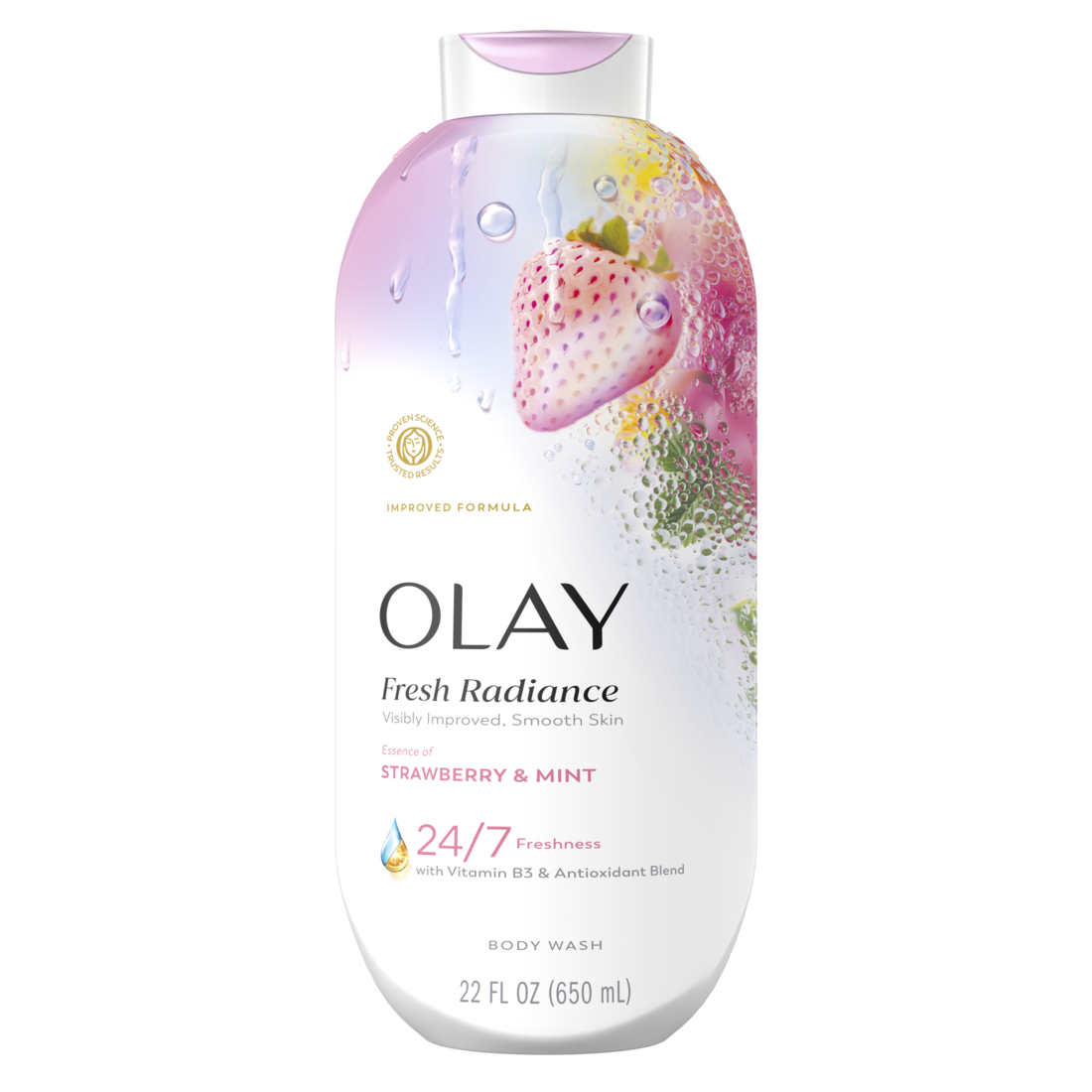 Olay Fresh Radiance Body Wash With Essence Of Strawberry And Mint Vitamin B3 And Antioxidant Blend - 22oz/4pk