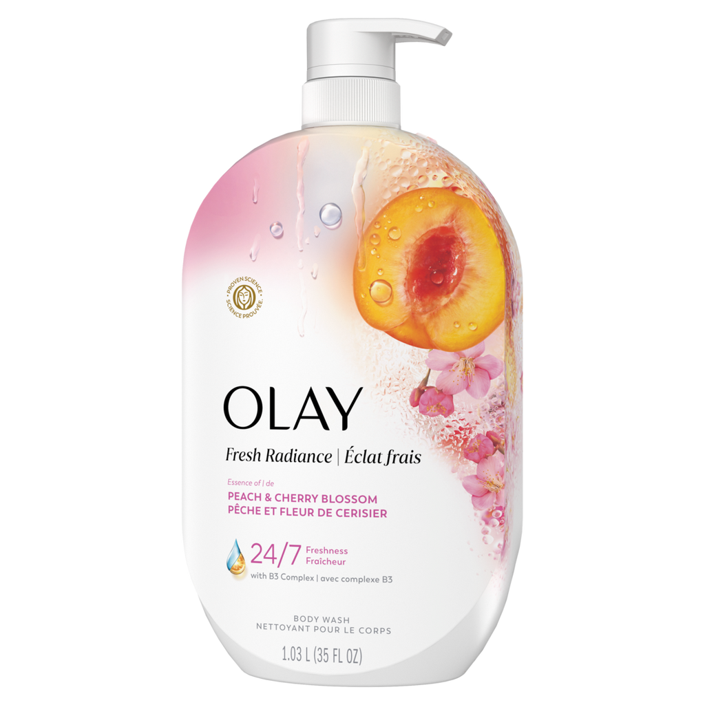 Olay Fresh Radiance Body Wash With Essence Of Peach And Cherry Blossom Vitamin B3 And Antioxidant Blend - 35oz/4pk